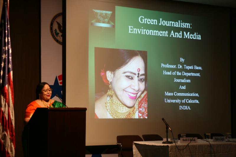 Prof. Dr. Tapati Basu is delivering the lecture in USIS on 15 June 2010